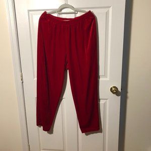 Diane Von Furstenberg Pants, Bright Red Velour , 1X